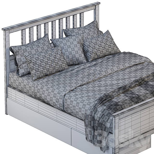 Ikea Hemnes bed 3 3DS Max Model - thumbnail 3