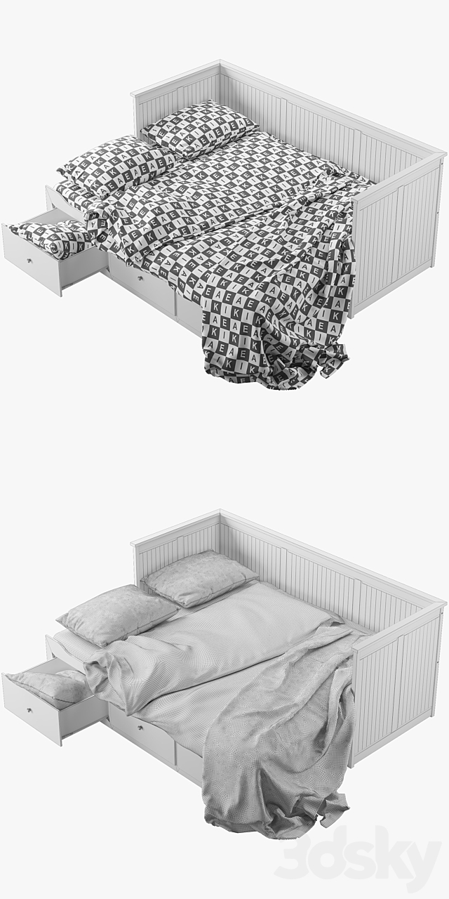 IKEA HEMNES bed_2 3DS Max Model - thumbnail 3