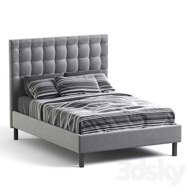 Ikea KVALFJORD Bed frame. Sandbacka dark gray. Luröy. Standard King 3DSMax File - thumbnail 2