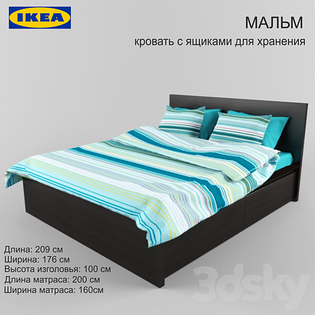 IKEA MALM bed 3DSMax File - thumbnail 1