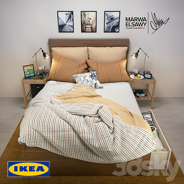 IKEA MALM Bed 3DSMax File - thumbnail 1