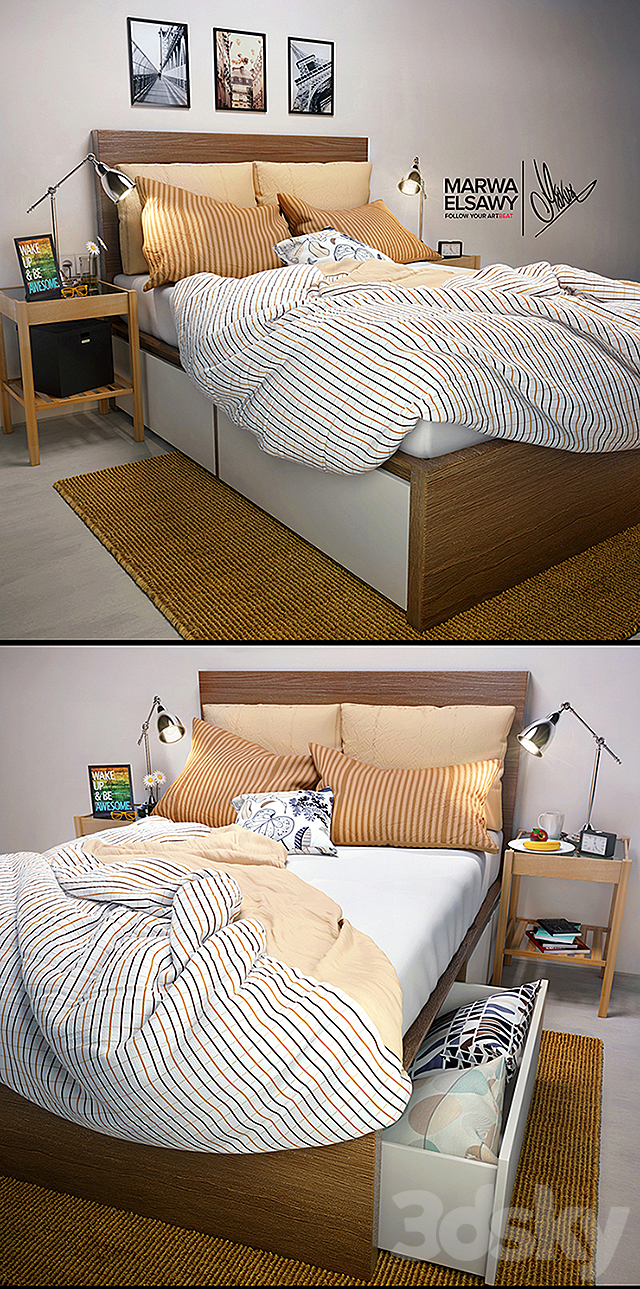 IKEA MALM Bed 3DSMax File - thumbnail 2