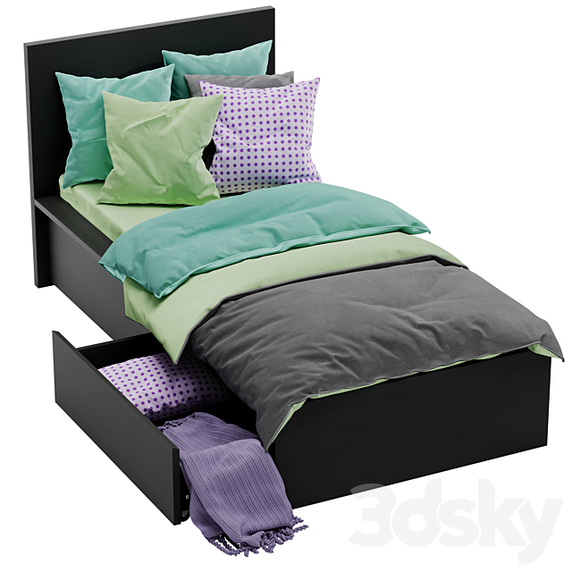 Ikea Malm Single Bed 2 3DSMax File - thumbnail 2