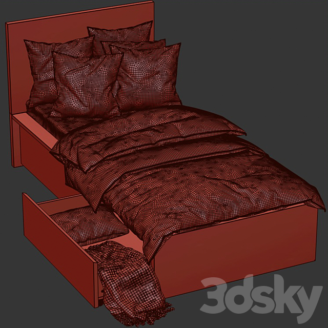 Ikea Malm Single Bed 2 3DSMax File - thumbnail 3