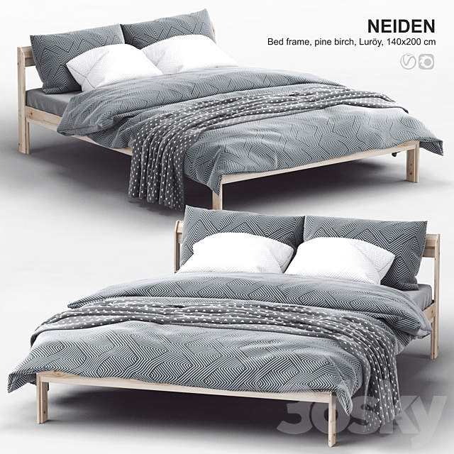 Ikea NEIDEN Bed frame. pine birch. Luröy 3DSMax File - thumbnail 1