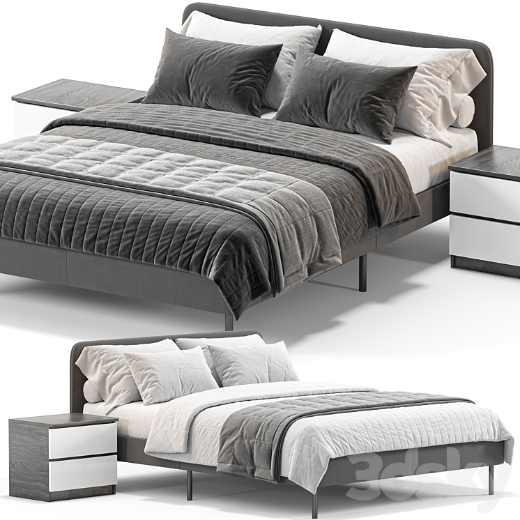 IKEA SLATTUM Double bed 3DS Max Model - thumbnail 3