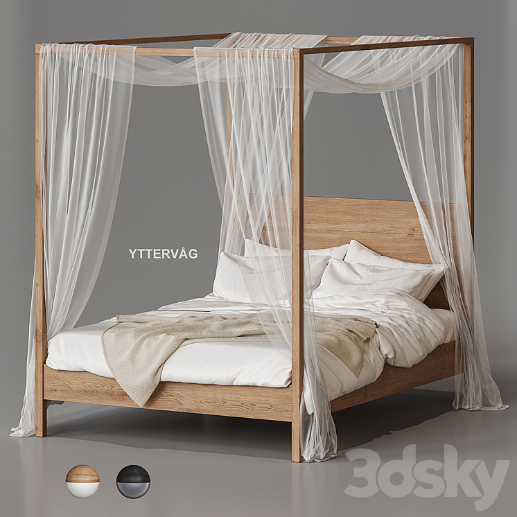 Ikea Yttervåg Four-Poster Bed 3DS Max Model - thumbnail 1