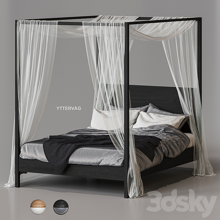 Ikea Yttervåg Four-Poster Bed 3DS Max Model - thumbnail 2