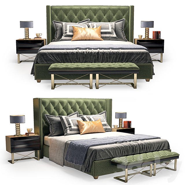 Inverness Upholstered Platform Bed 3DSMax File - thumbnail 1