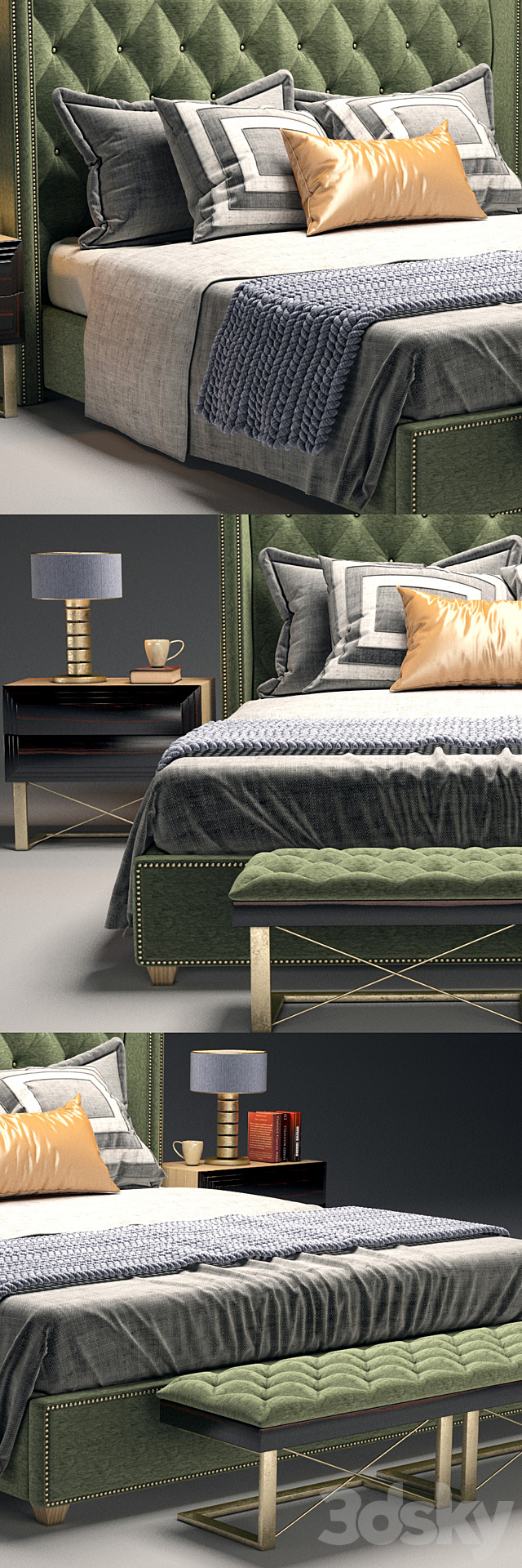 Inverness Upholstered Platform Bed 3DSMax File - thumbnail 2