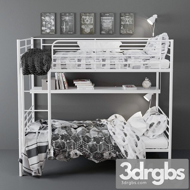 Ivea svarta bunk bed 2 3dsmax Download - thumbnail 1