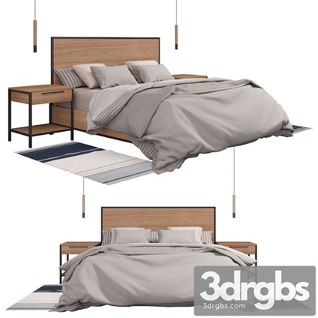 James walnut with black frame king bed 2 3dsmax Download - thumbnail 1