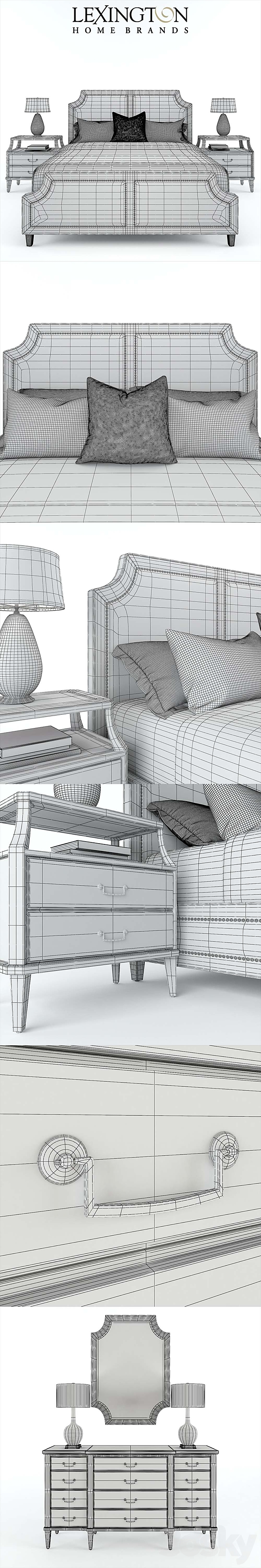 KENSINGTON PLACE CHADWICK UPHOLSTERED BED (LEXINGTON HOME BRANDS) 3DSMax File - thumbnail 3