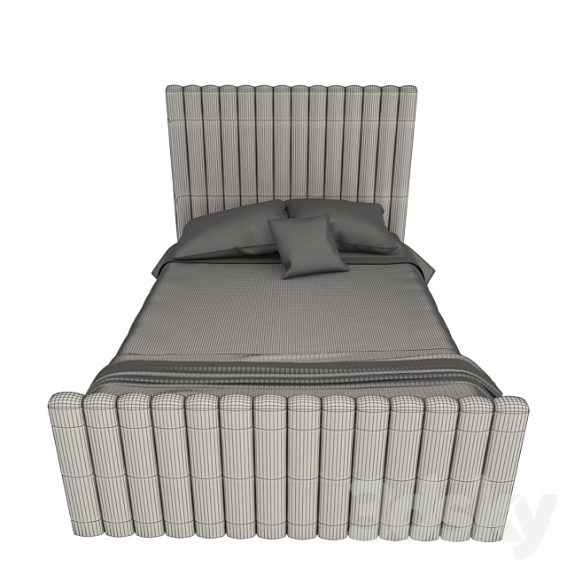 Khloe Double Side Ottoman Bed in Baby Pink Velvet 3DSMax File - thumbnail 4