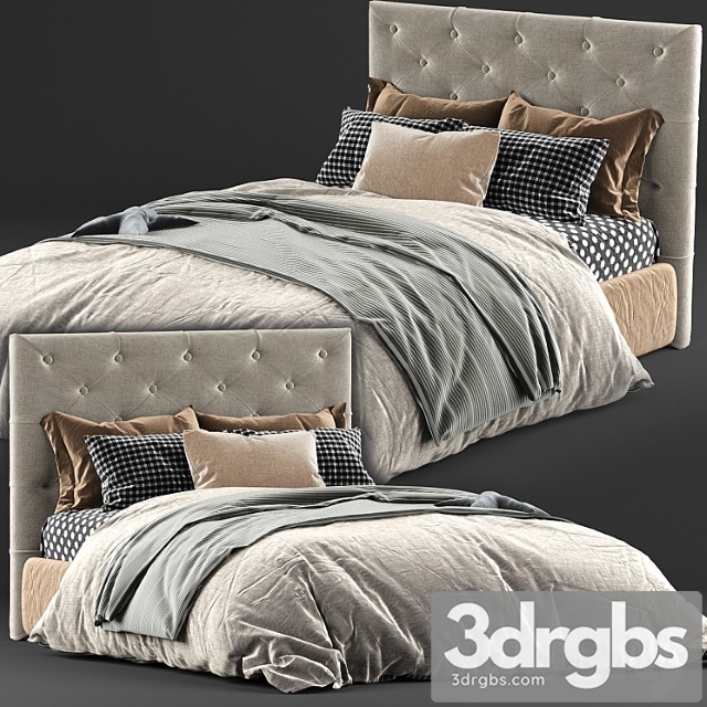 Kingston queen bed & mattress 2 3dsmax Download - thumbnail 1