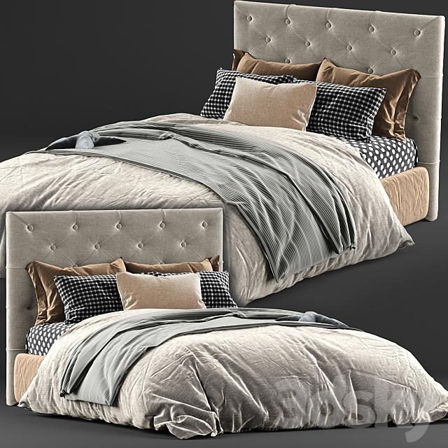 Kingston queen bed & mattress 3DSMax File - thumbnail 1