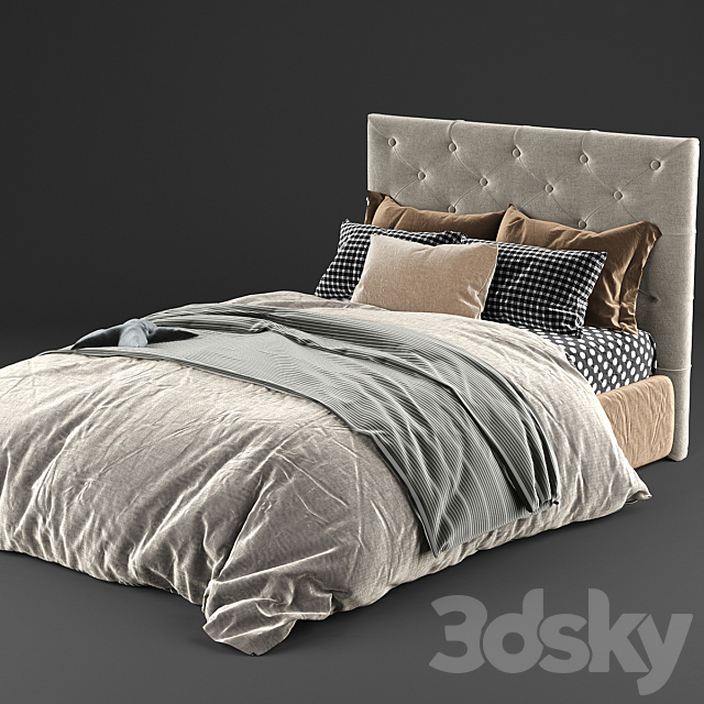 Kingston queen bed & mattress 3DSMax File - thumbnail 2