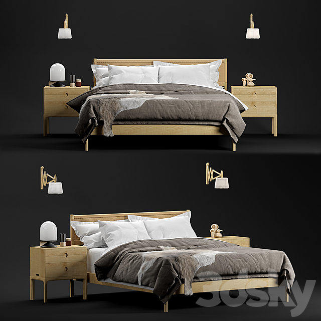 Klassik Papercord Bed Oak 3DSMax File - thumbnail 1