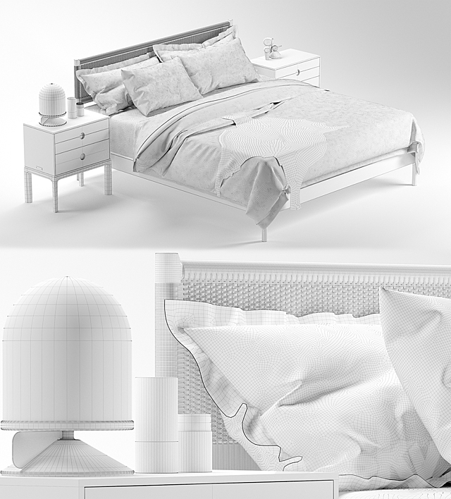 Klassik Papercord Bed Oak 3DSMax File - thumbnail 3