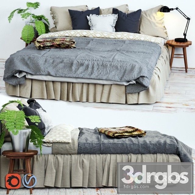 Krovat Skandinavia Bed 3dsmax Download - thumbnail 1