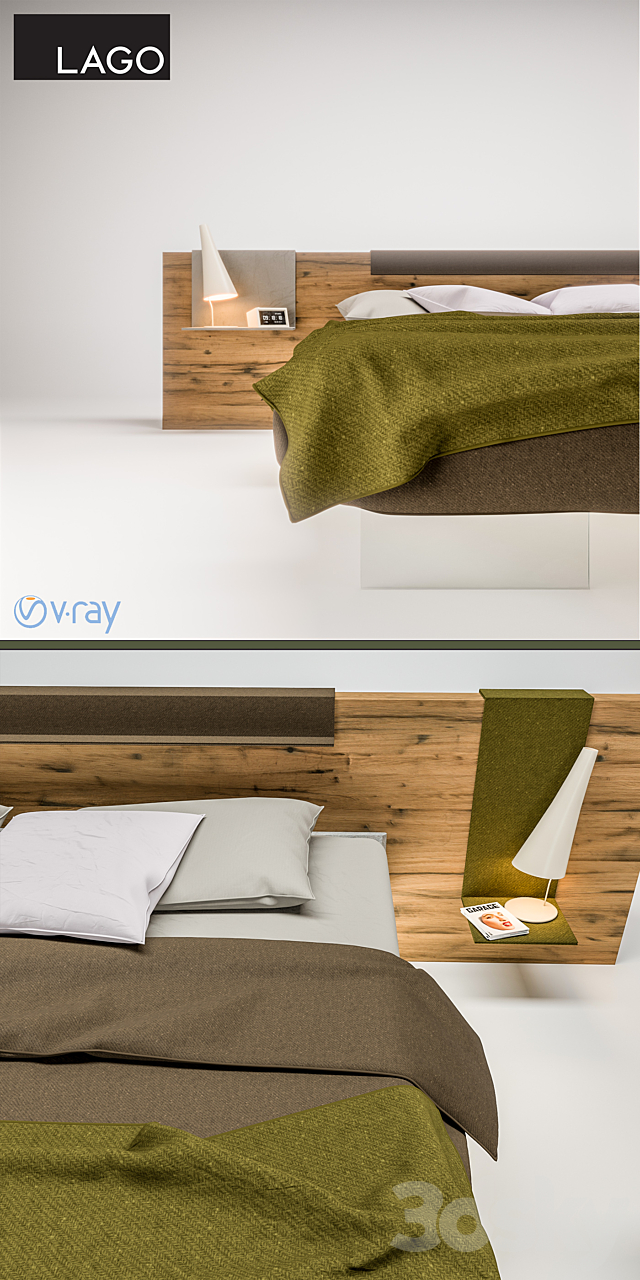 Lago Air Wildwood Bed + Bench 3DS Max Model - thumbnail 2