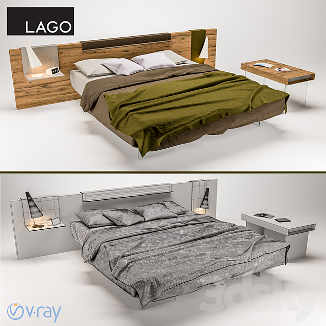 Lago Air Wildwood Bed + Bench 3DS Max Model - thumbnail 3