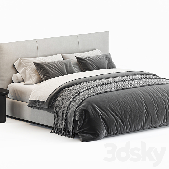 Laurent Upholstered Bed 3DS Max Model - thumbnail 3