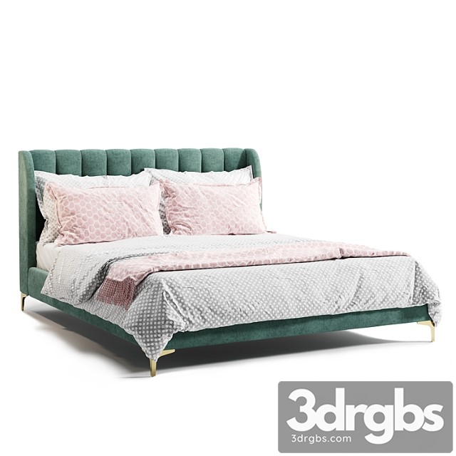 Life Interiors Georgia Velvet King Bed Emerald 3dsmax Download - thumbnail 1