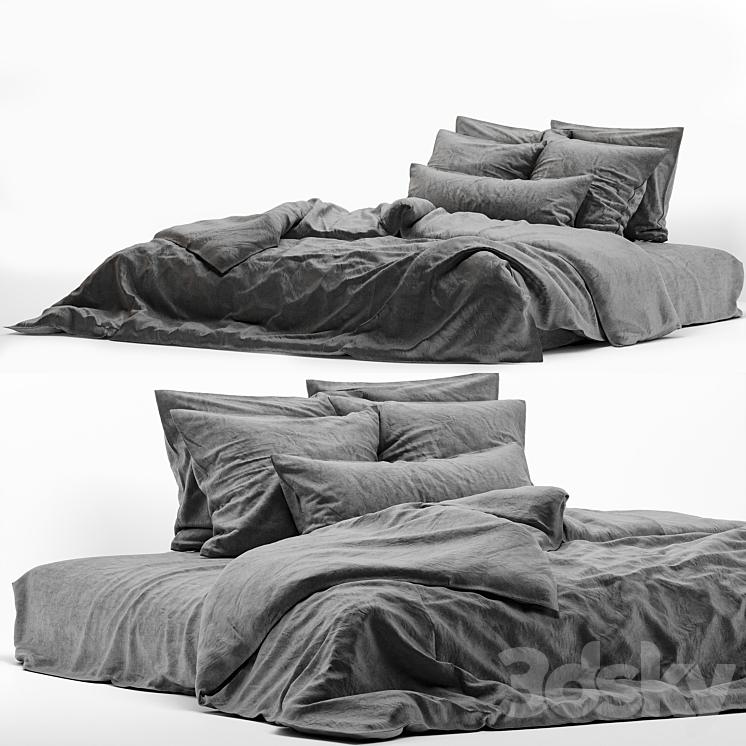 linen bedding 4 3DS Max Model - thumbnail 2