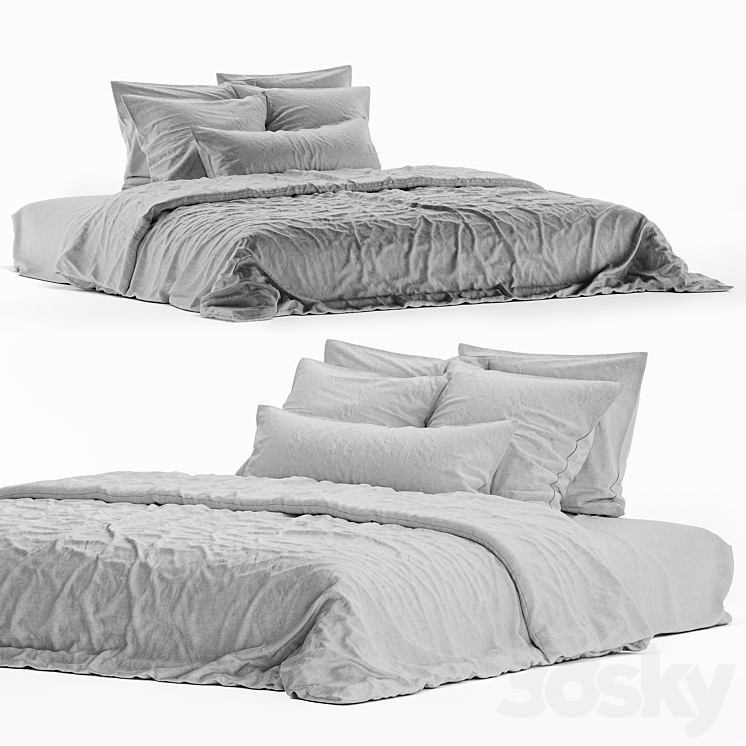 linen bedding 5 3DS Max Model - thumbnail 2