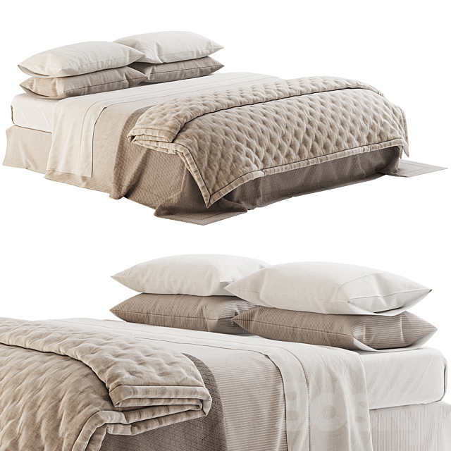 Linen Bedding with Quilted Plaid 3ds Max - thumbnail 1