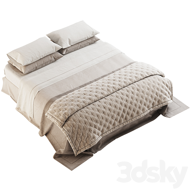 Linen Bedding with Quilted Plaid 3ds Max - thumbnail 2