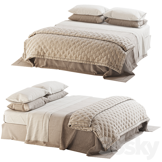 Linen Bedding with Quilted Plaid 3ds Max - thumbnail 3