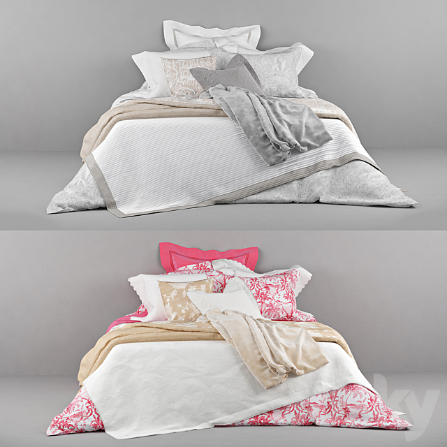 Linen Zara Home (red and gold _ gray) 3DS Max Model - thumbnail 1