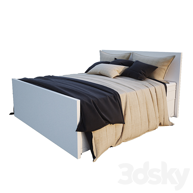 Linens for bed with footboard 3DSMax File - thumbnail 1