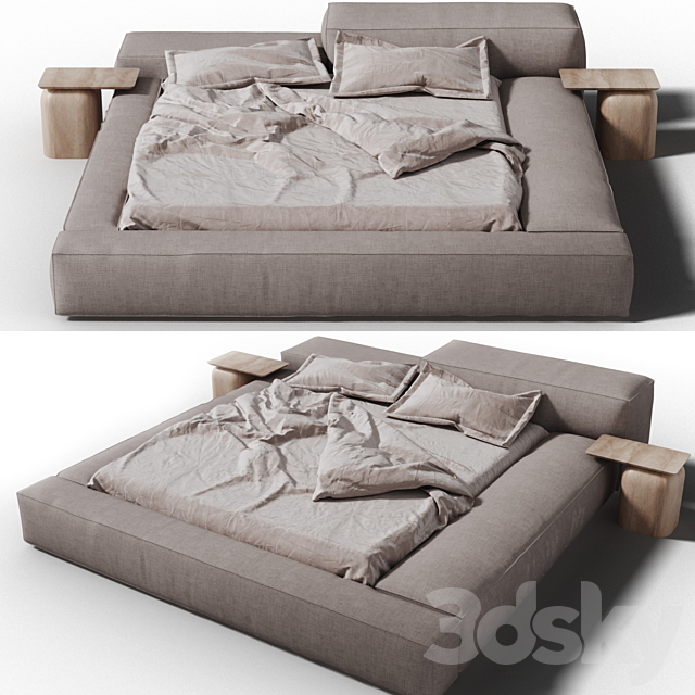 Living divani extrasoft bed 3DS Max Model - thumbnail 2