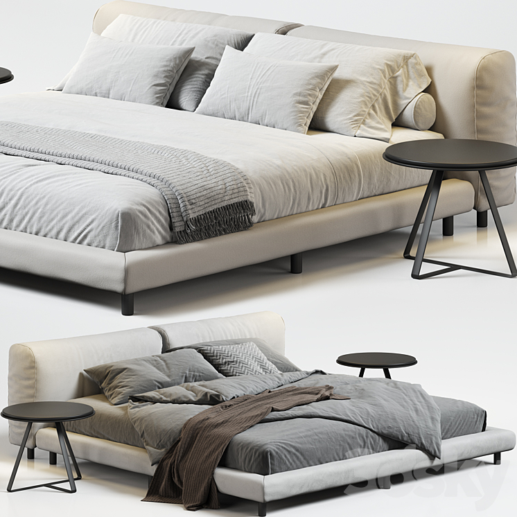 Living Divani Softwall Bed 3DS Max Model - thumbnail 1