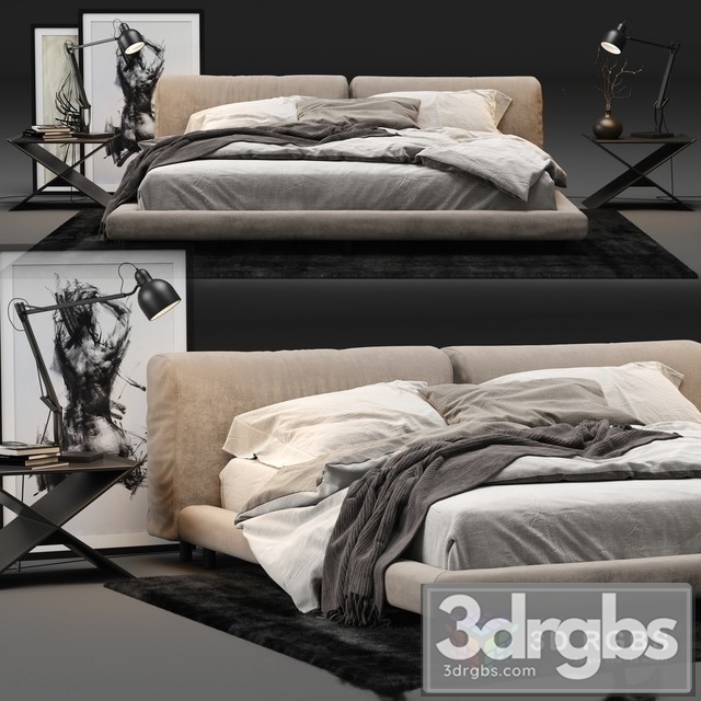 Living Divani Softwall Bed 3dsmax Download - thumbnail 1