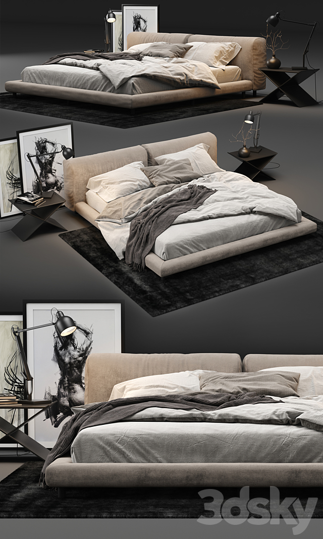 Living Divani Softwall Bed 3DSMax File - thumbnail 2