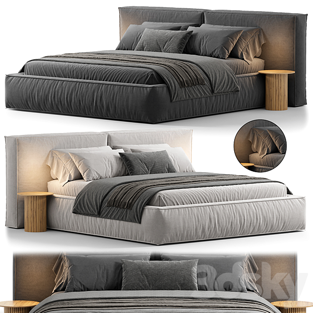 Loft Wide Bed 3ds Max - thumbnail 1