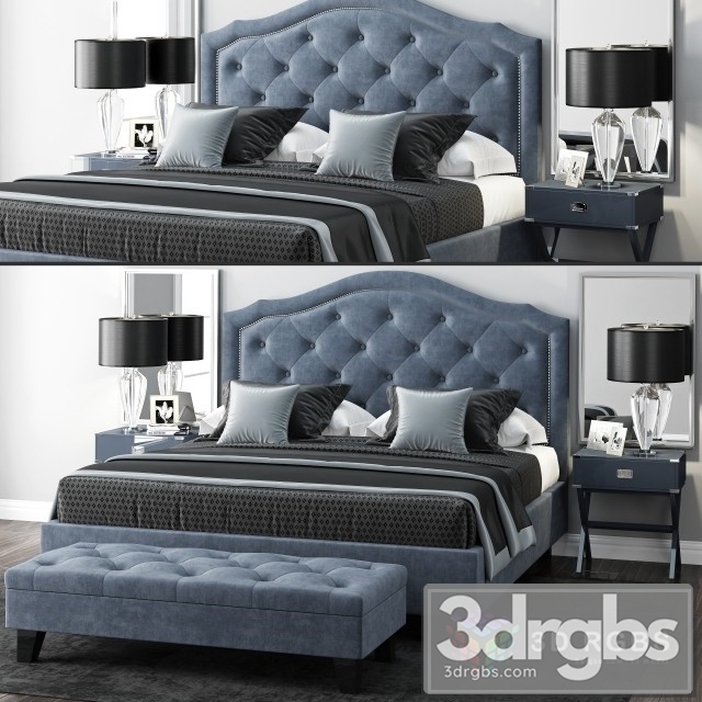 LuXeo Brentwood Queen Tufted Bed 3dsmax Download - thumbnail 1