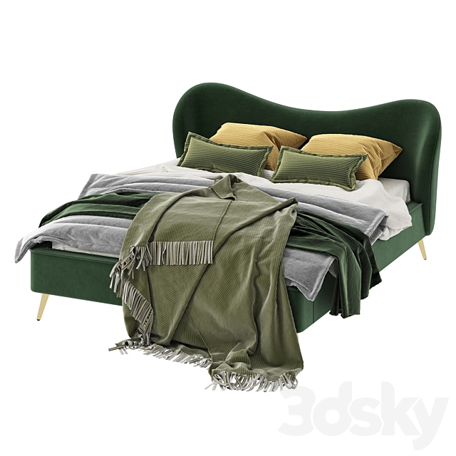 Made Kooper King Size Bed. Laurel Green Velvet 3DSMax File - thumbnail 3