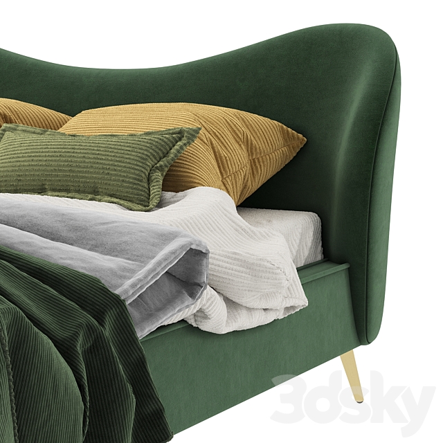 Made Kooper King Size Bed. Laurel Green Velvet 3DSMax File - thumbnail 4