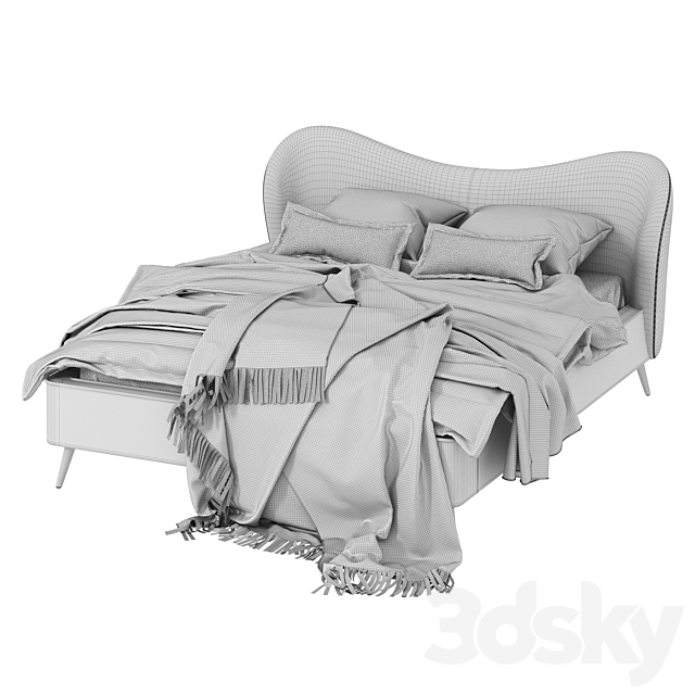 Made Kooper King Size Bed. Laurel Green Velvet 3DSMax File - thumbnail 5