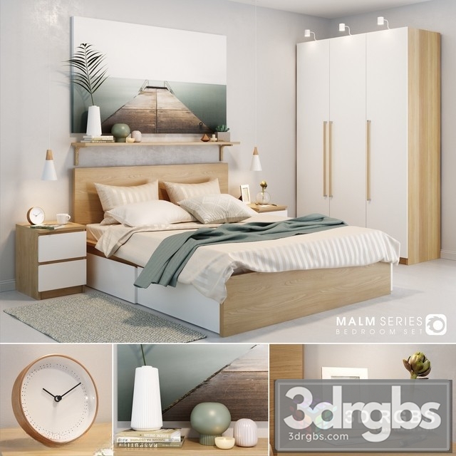 Malm Bedroom Set 3dsmax Download - thumbnail 1