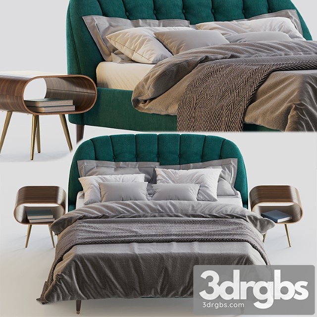 Margot super king size bed seafoam blue velvet 2 3dsmax Download - thumbnail 1