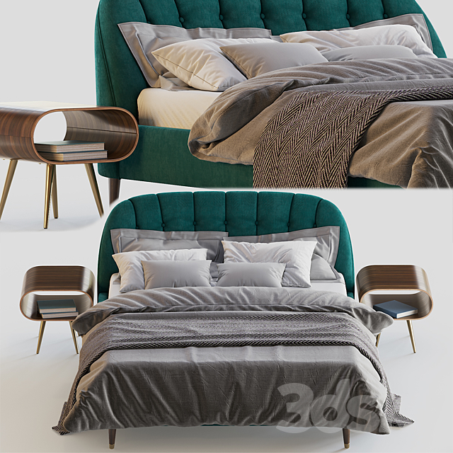 MARGOT SUPER KING SIZE BED. SEAFOAM BLUE VELVET 3DSMax File - thumbnail 1