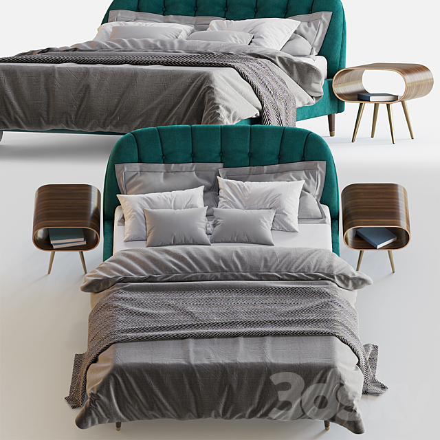 MARGOT SUPER KING SIZE BED. SEAFOAM BLUE VELVET 3DSMax File - thumbnail 2