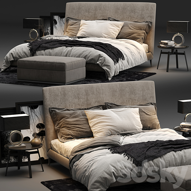 Maxalto Demetra Bed 3DS Max Model - thumbnail 1