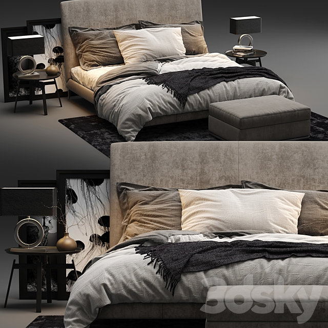 Maxalto Demetra Bed 3DS Max Model - thumbnail 2